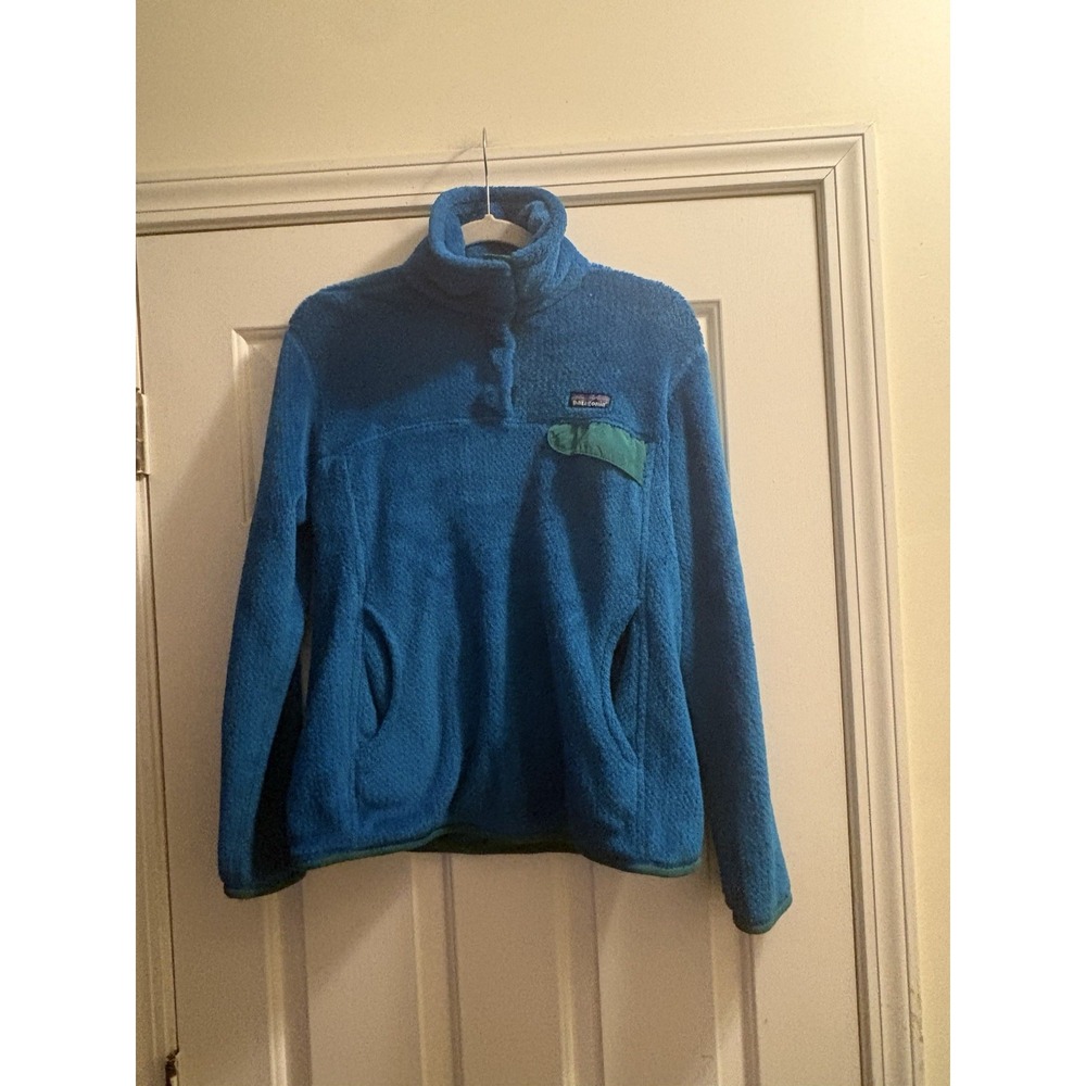 Patagonia Re-Tool Snap-T Fleece Pullover Shacket Sweater Sz Medium Teal Blue Grn